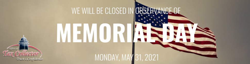 Office Closed on Memorial Day 2021